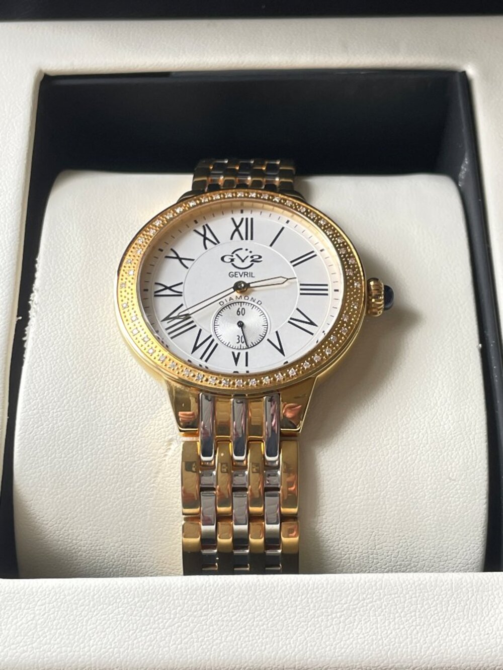 GV2 Gevril Astor Limited Edition Two-Tone Silver Gold Swiss Watch Diamonds